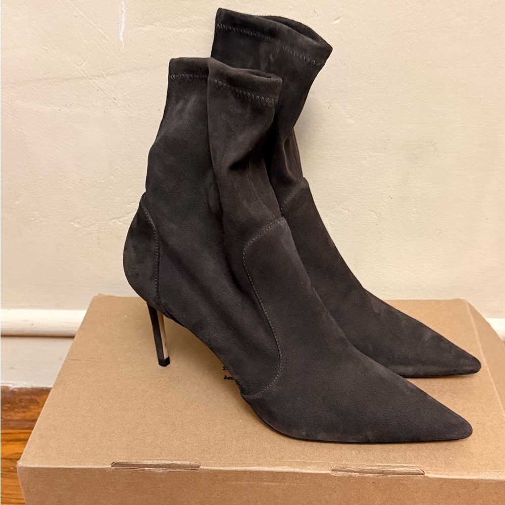 Stuart Weitzman Dark Gray Heeled Boots - Picture 2 of 4